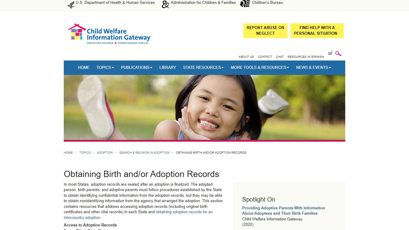 Obtaining Birth and/or Adoption Records - Child Welfare