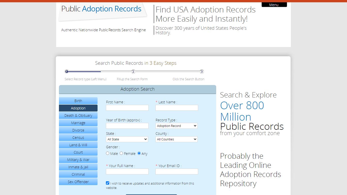 Public Adoption Records. Search Records of Adoption, Adoptee in USA at ...